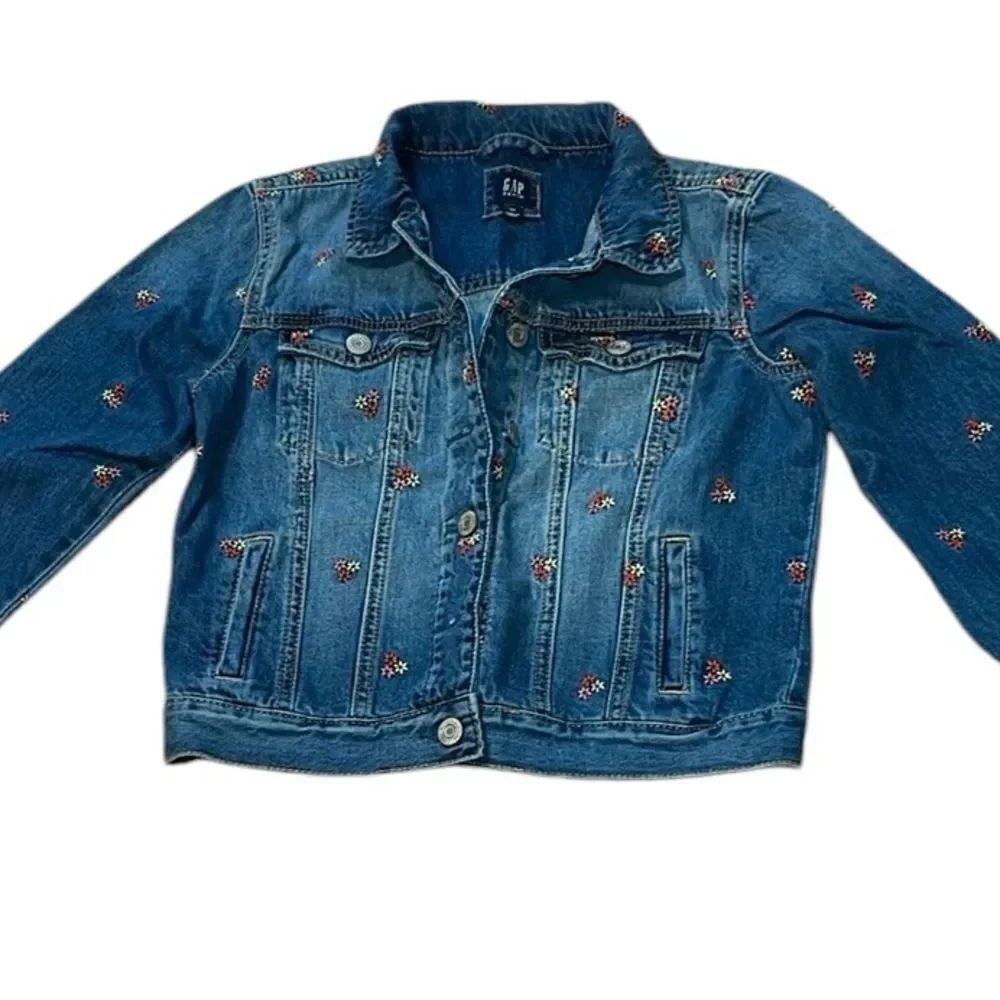 Gap Embroidered Denim jacket, Jean Jacket, flowers, XS